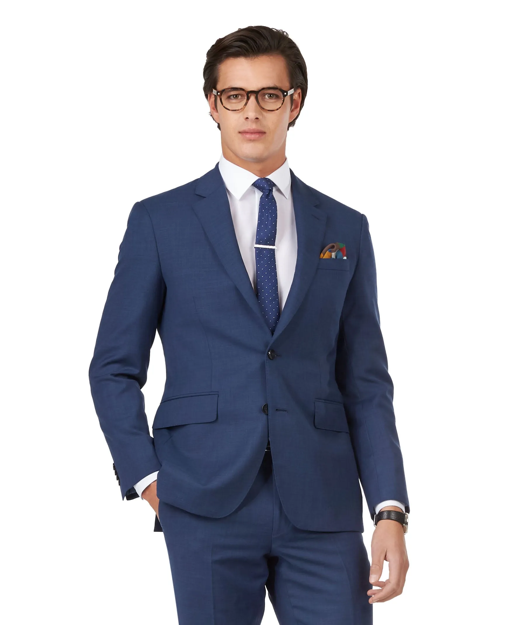 The Islington Slim Fit Blue Semi Plain Jacket sold by T.M.Lewin product image thumbnail 5