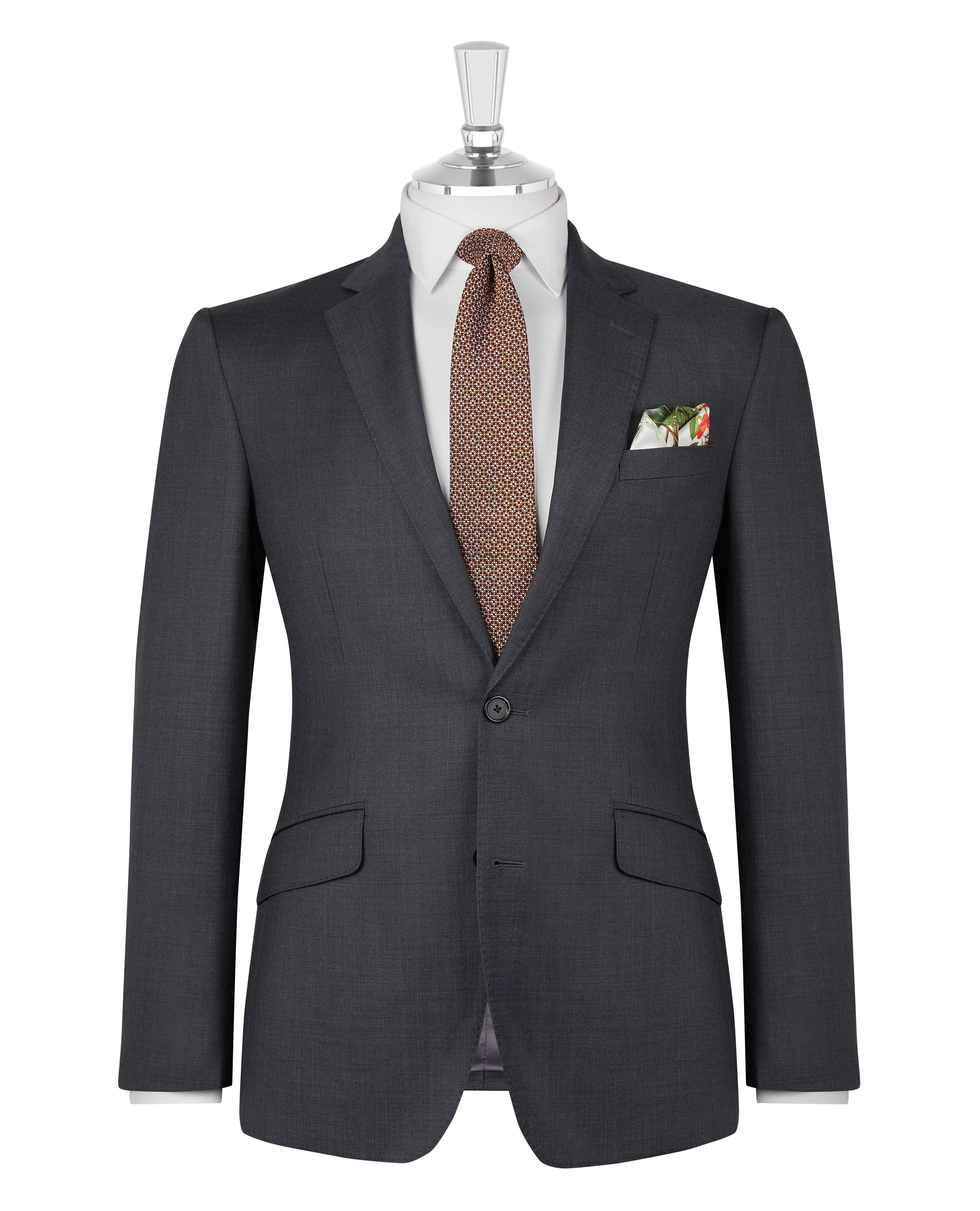 The Kingsway Zegna Slim Fit Charcoal Sharkskin Jacket sold by T.M.Lewin