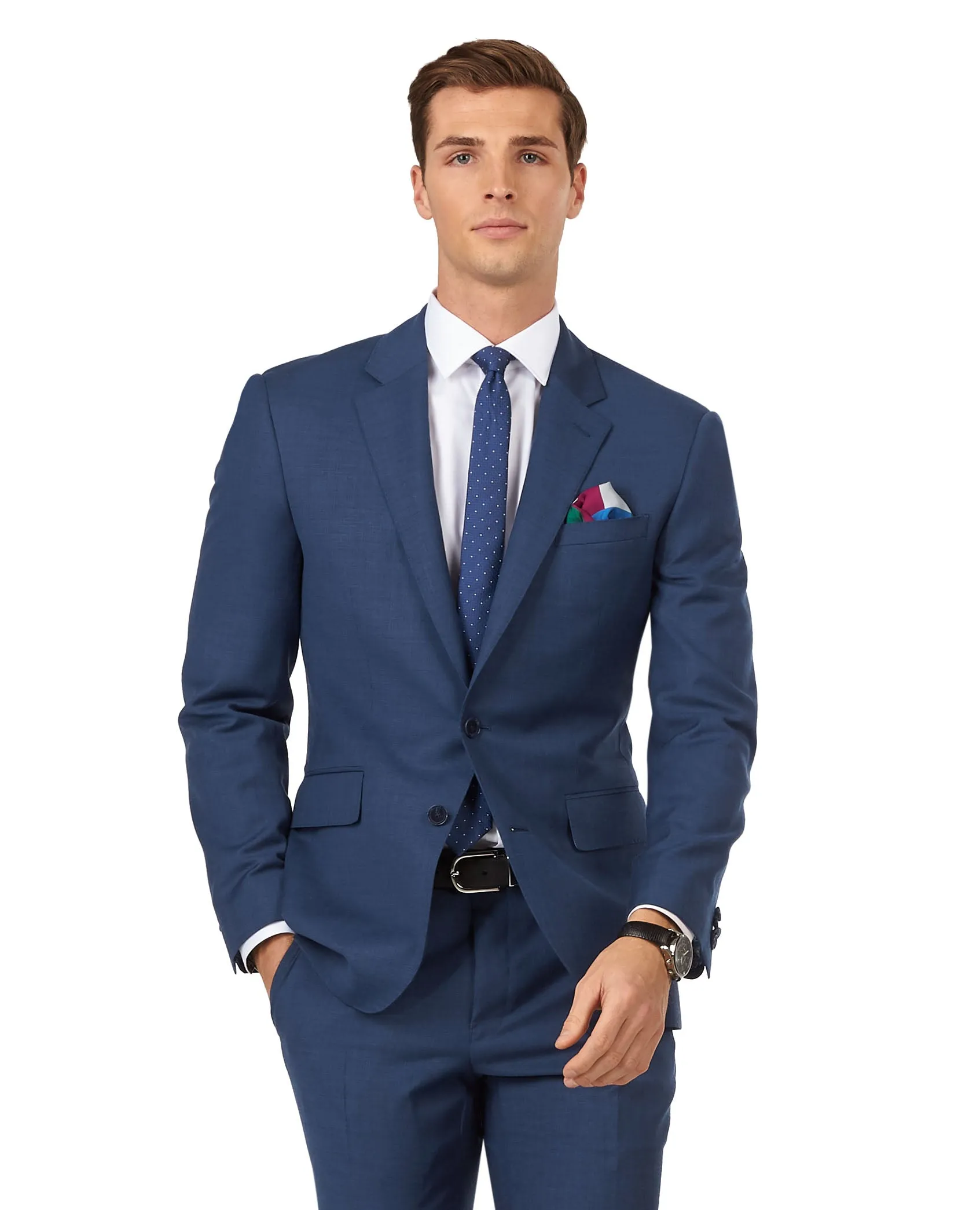 The Yellowwood Slim Fit Blue Textured Weave Jacket sold by T.M.Lewin product image thumbnail 5
