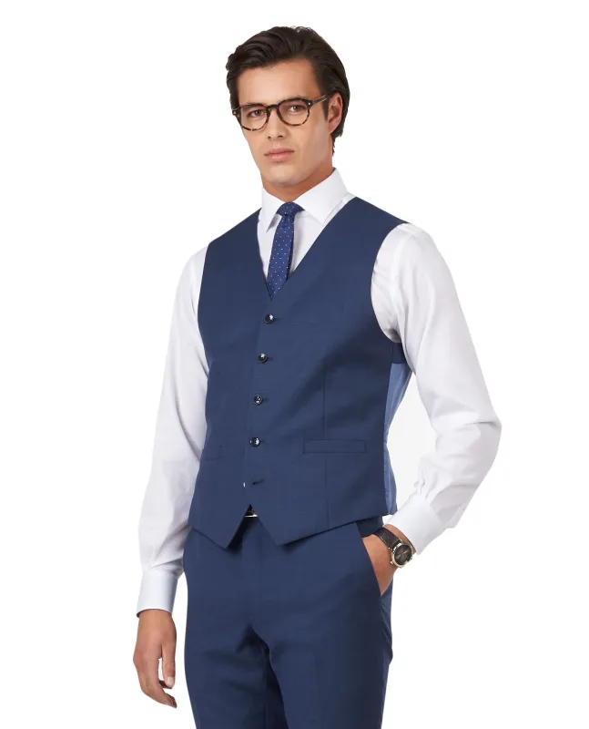 The Islington Slim Fit Blue Semi Plain Waistcoat sold by T.M.Lewin