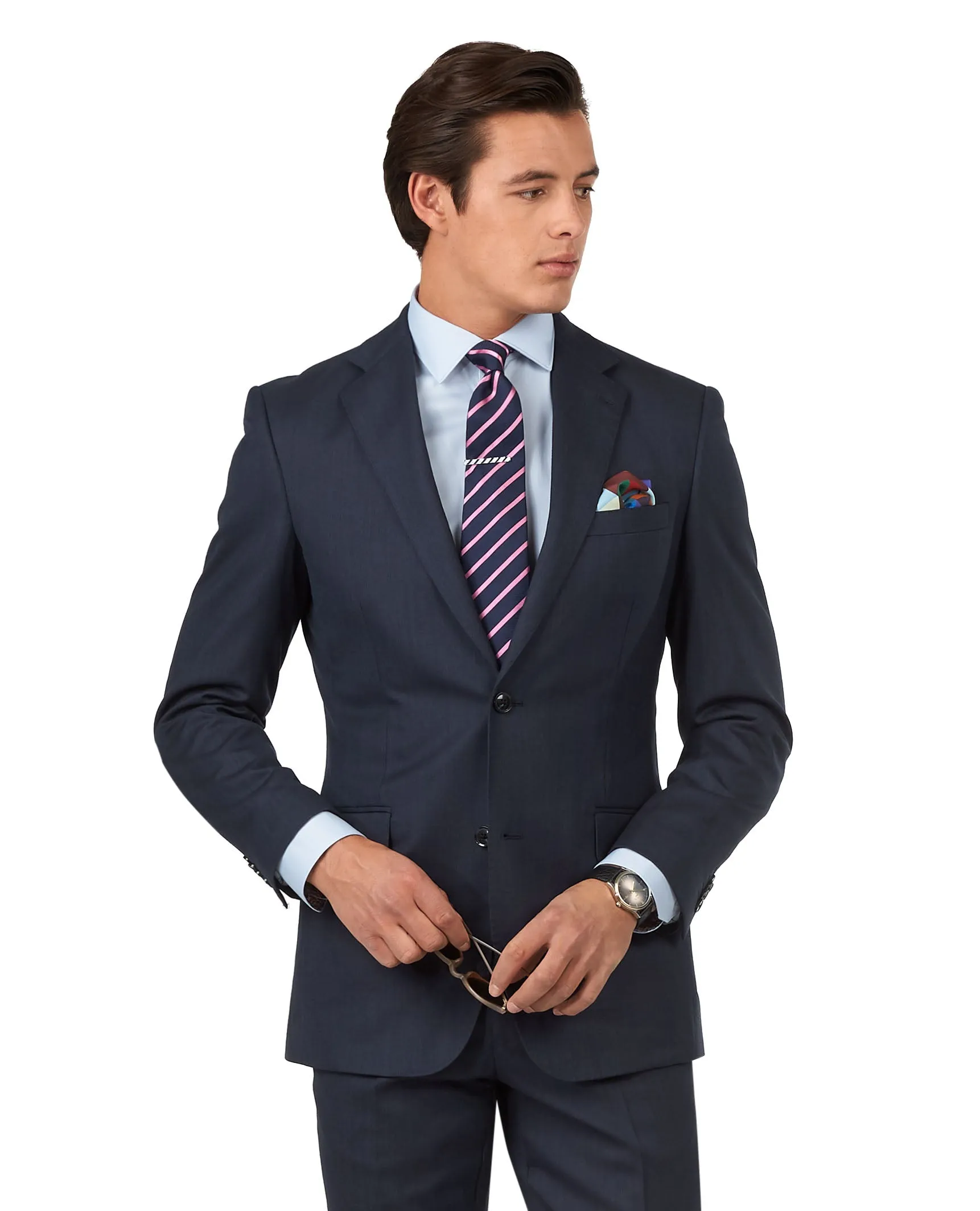 The Lancaster Regular Fit Navy Blue Sharkskin Jacket sold by T.M.Lewin product image thumbnail 5
