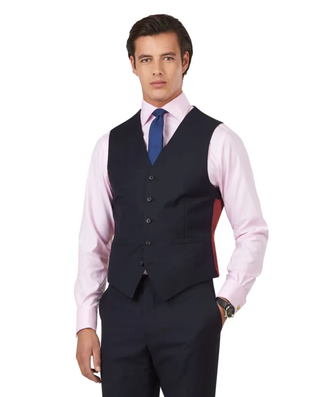 Owen Regular Fit Navy Twill Waistcoat sold by T.M.Lewin