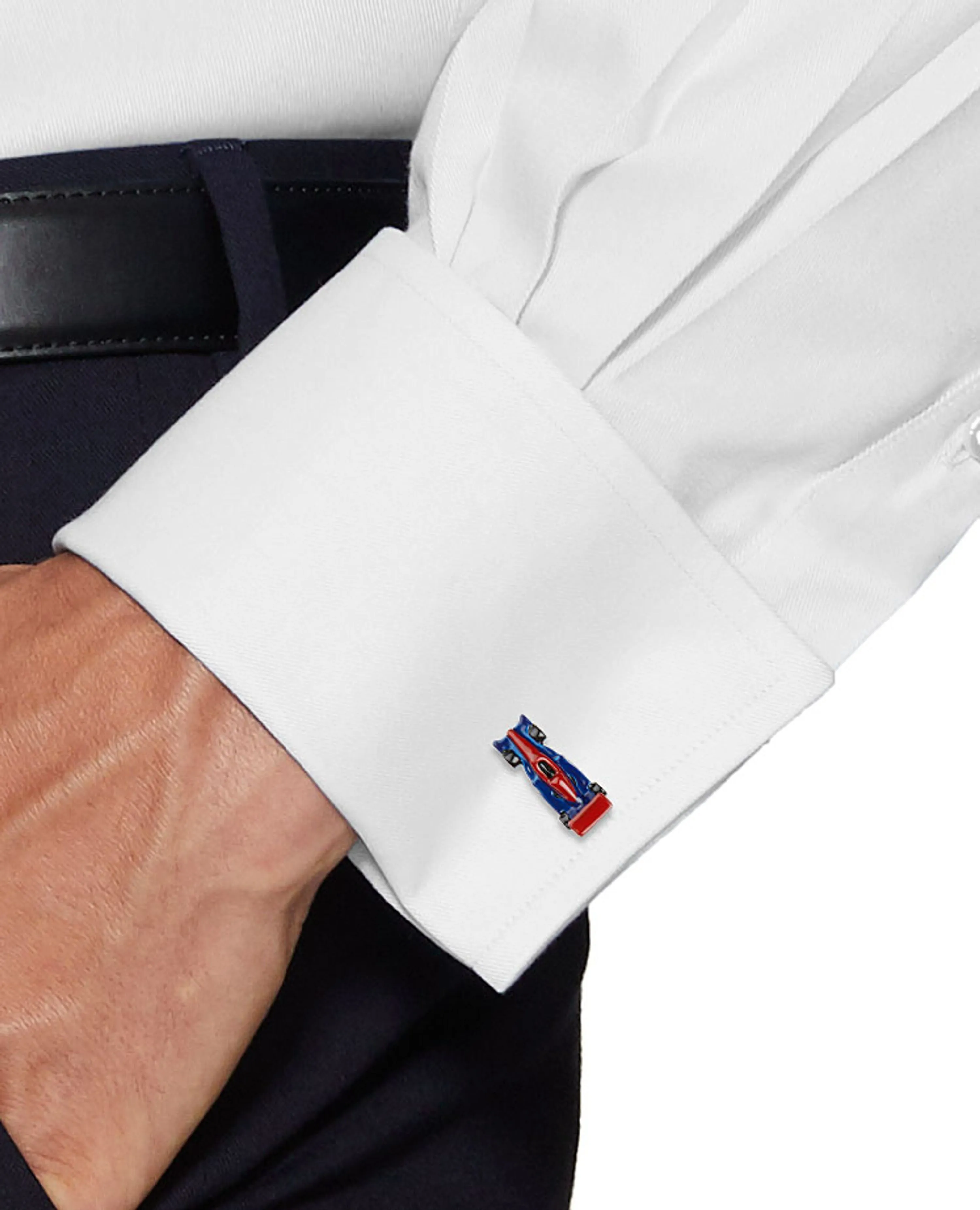 Red and Blue Racing Car Cufflinks sold by T.M.Lewin product image thumbnail 2