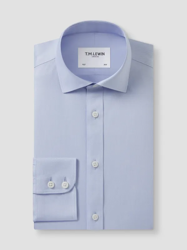 Non-Iron Plain Light Blue Twill Regular Fit Single Cuff Classic Collar sold by T.M.Lewin