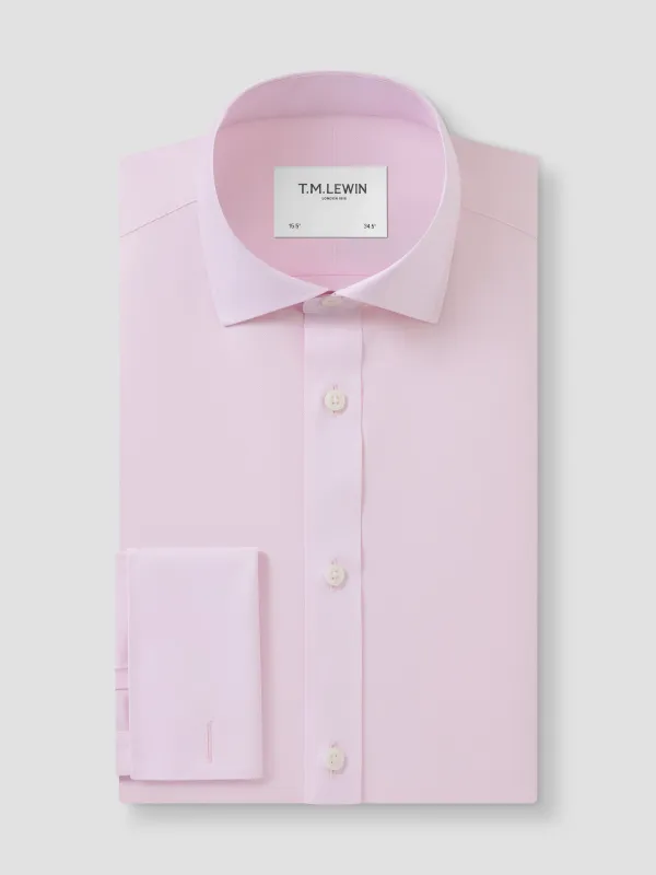 Non-Iron Plain Light Pink Twill Regular Fit Double Cuff Classic Collar sold by T.M.Lewin
