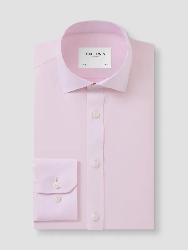 Non-Iron Plain Light Pink Twill Super Fitted Single Cuff Classic Collar sold by T.M.Lewin