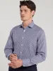 Non-Iron Gingham Navy Poplin Regular Fit Single Cuff Classic Collar Shirt sold by T.M.Lewin