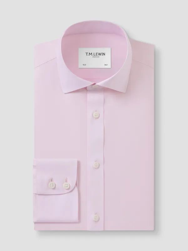 Non-Iron Plain Light Pink Twill Regular Fit Single Cuff Classic Collar sold by T.M.Lewin