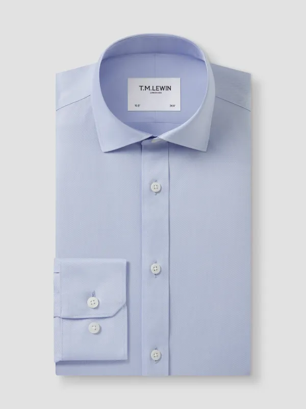 Non-Iron Plain Light Blue Twill Fitted Single Cuff Classic Collar sold by T.M.Lewin