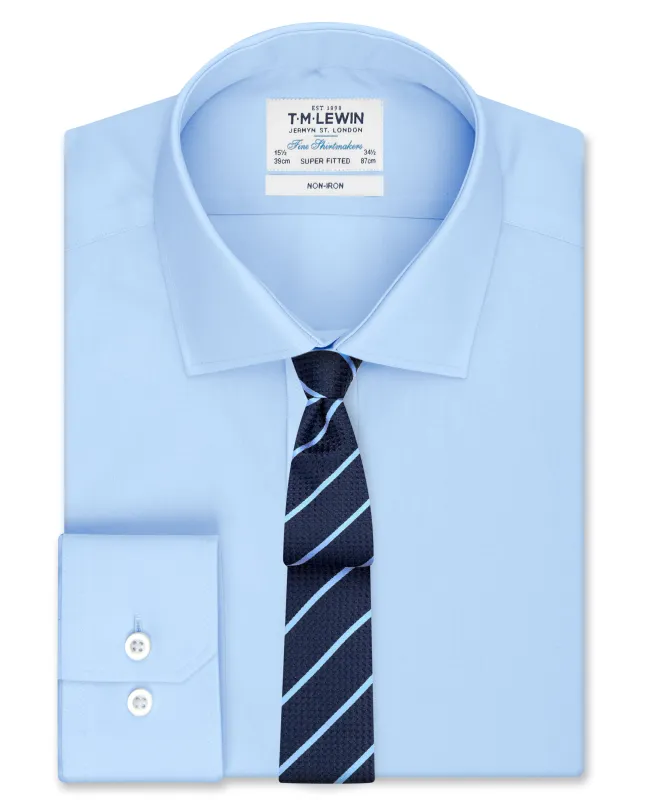 Non-Iron Super Fitted Blue Poplin Shirt sold by T.M.Lewin