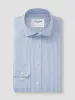 Non-Iron Bengal Stripe Light Blue Poplin Fitted Single Cuff Classic Collar Shirt sold by T.M.Lewin