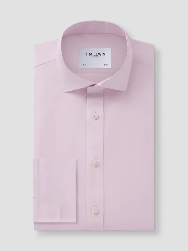 Non-Iron Plain Light Pink Poplin Regular Fit Double Cuff Classic Collar Shirt sold by T.M.Lewin