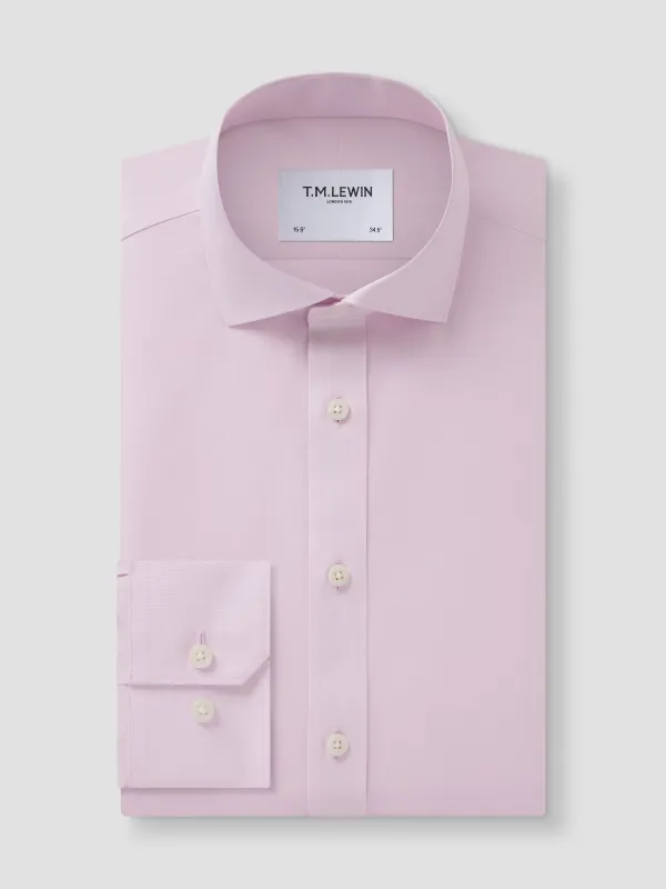 Non-Iron Plain Light Pink Poplin Fitted Single Cuff Classic Collar Shirt sold by T.M.Lewin