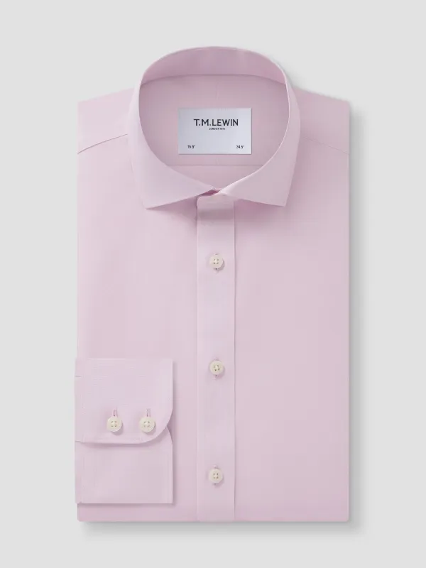 Non-Iron Plain Light Pink Poplin Slim Fit Single Cuff Classic Collar Shirt sold by T.M.Lewin