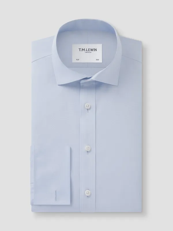 Non-Iron Plain Light Blue Poplin Regular Fit Double Cuff Classic Collar Shirt sold by T.M.Lewin