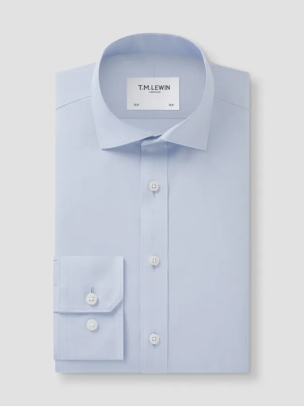 Non-Iron Plain Light Blue Poplin Fitted Single Cuff Classic Collar Shirt sold by T.M.Lewin
