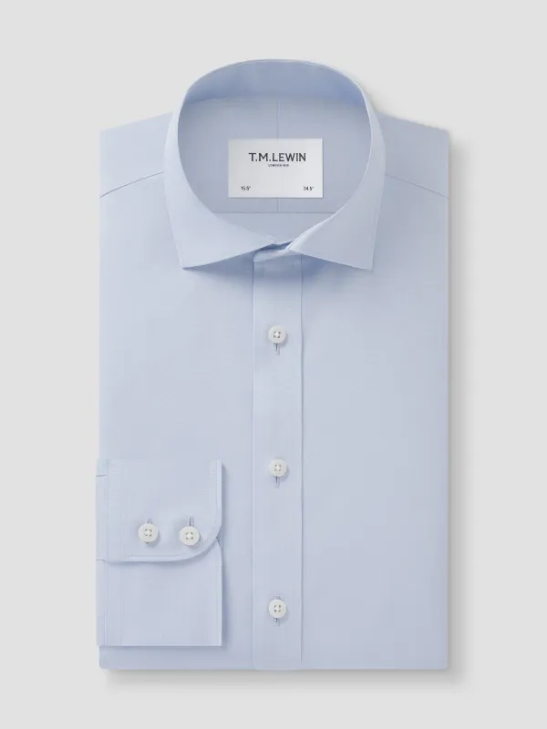 Non-Iron Plain Light Blue Poplin Slim Fit Single Cuff Classic Collar Shirt sold by T.M.Lewin