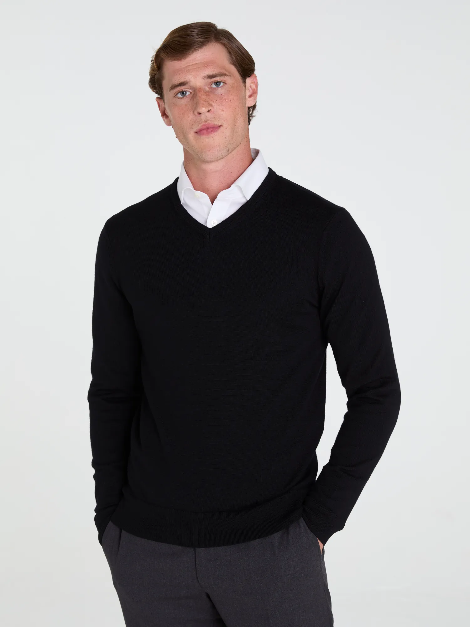 The Merino Wool V-Neck Jumper sold by T.M.Lewin
