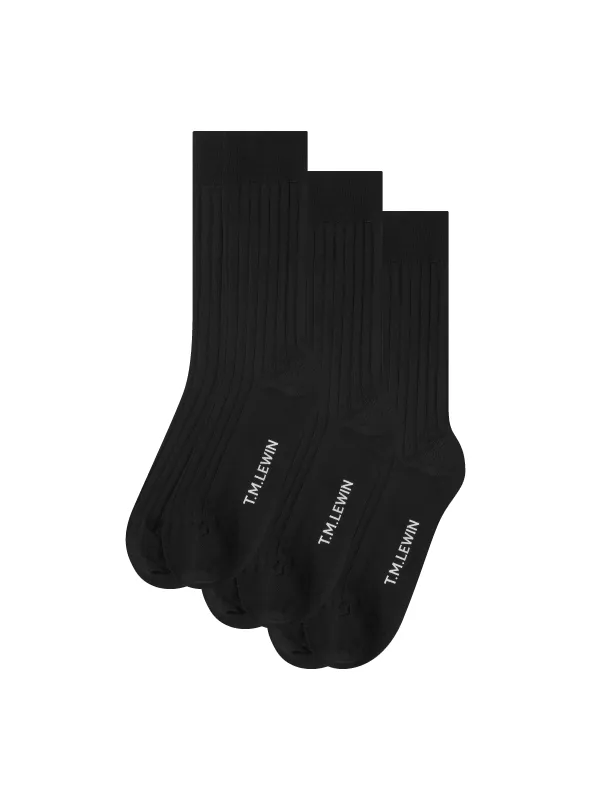 3 Pack Cotton Ribbed Socks sold by T.M.Lewin