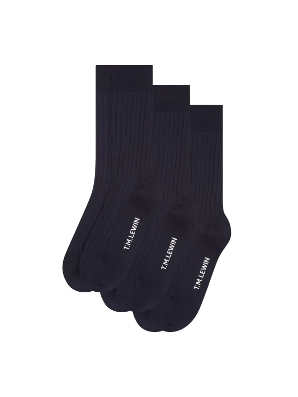 3 Pack Cotton Ribbed Socks sold by T.M.Lewin