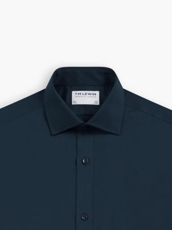 Max Performance Navy Blue Twill Fitted Single Cuff Classic Collar Shirt sold by T.M.Lewin