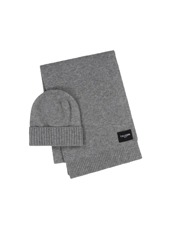 The Wool Beanie & Scarf Gift Set sold by T.M.Lewin