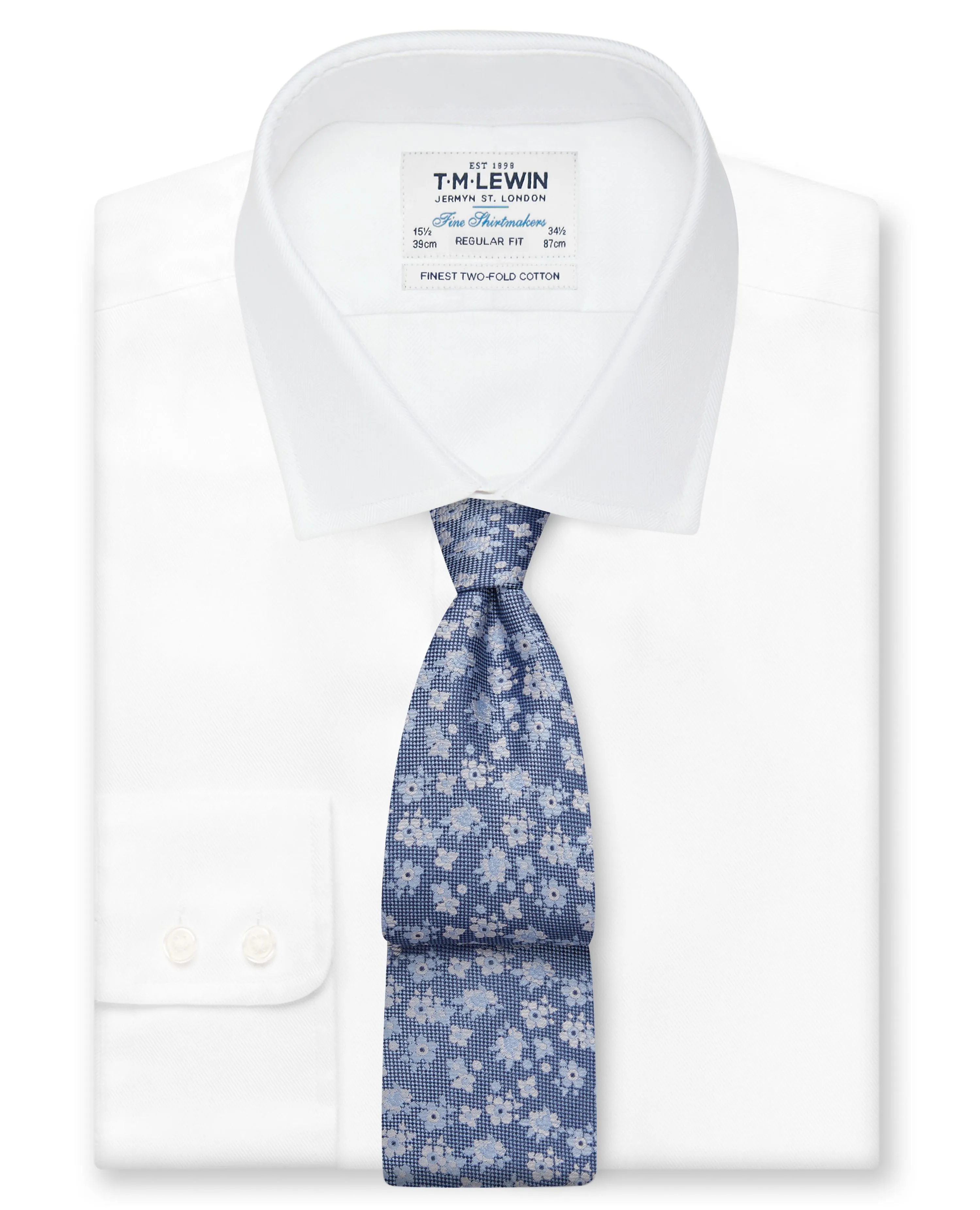 Occasionwear Wide Blue Floral Silk Tie sold by T.M.Lewin product image thumbnail 2