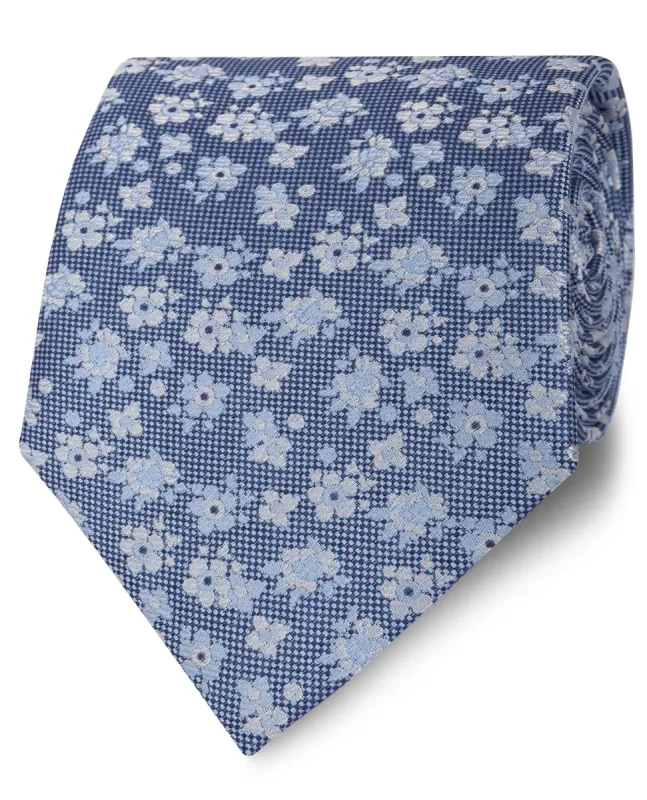 Occasionwear Wide Blue Floral Silk Tie sold by T.M.Lewin