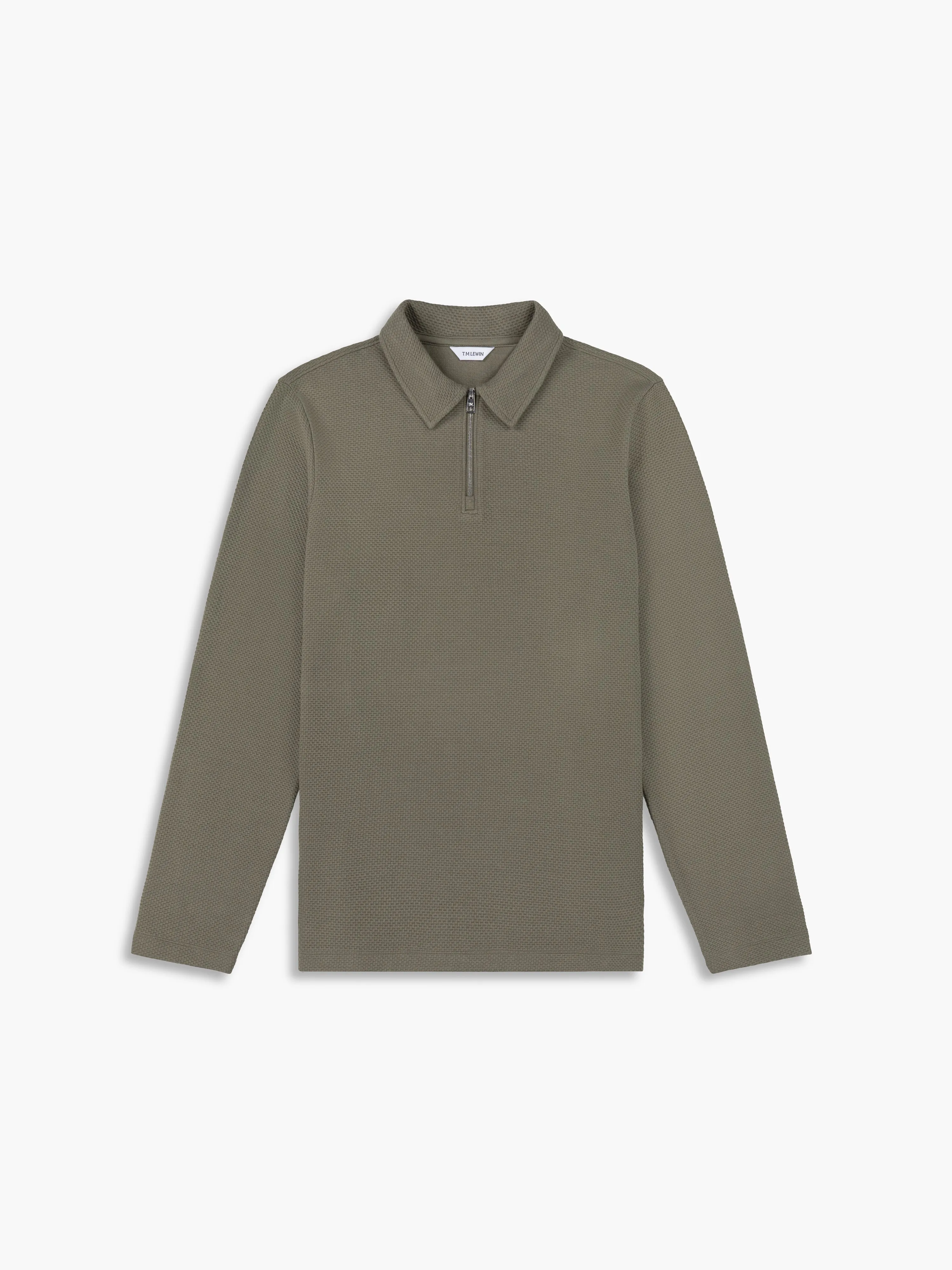 The Long Sleeve Waffle Polo sold by T.M.Lewin