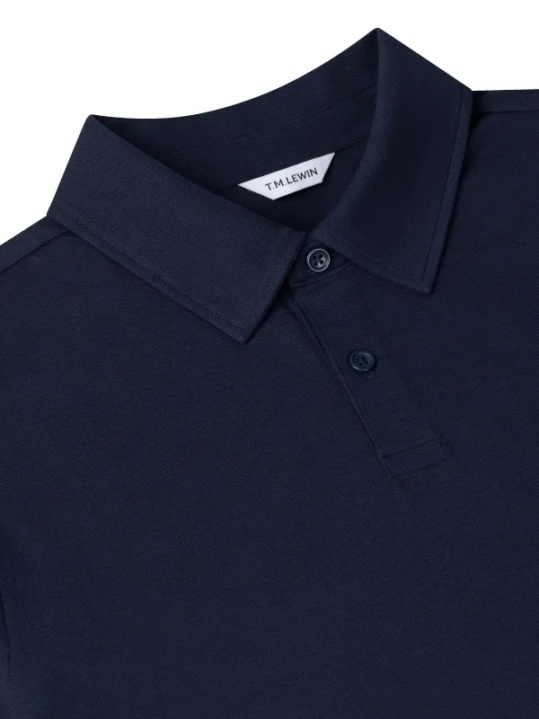 The Long Sleeve Smart Pique Polo made by T.M.Lewin