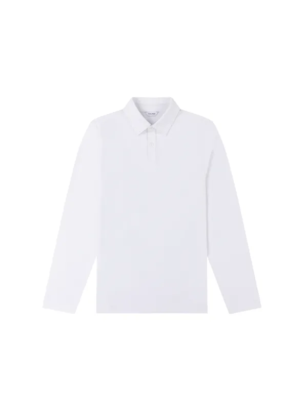 The Long Sleeve Smart Pique Polo made by T.M.Lewin