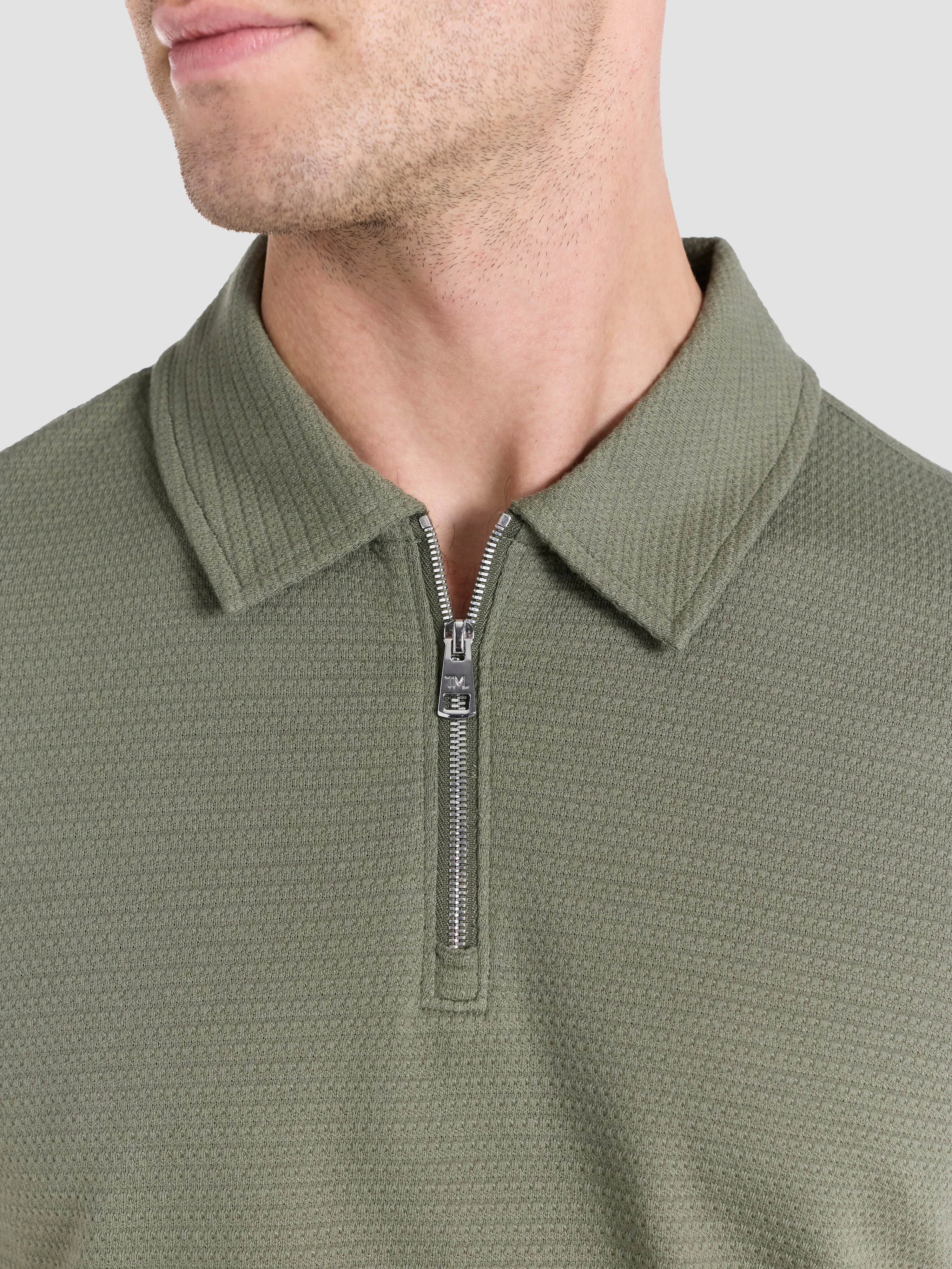 The Textured Zip-Neck Polo sold by T.M.Lewin product image thumbnail 3