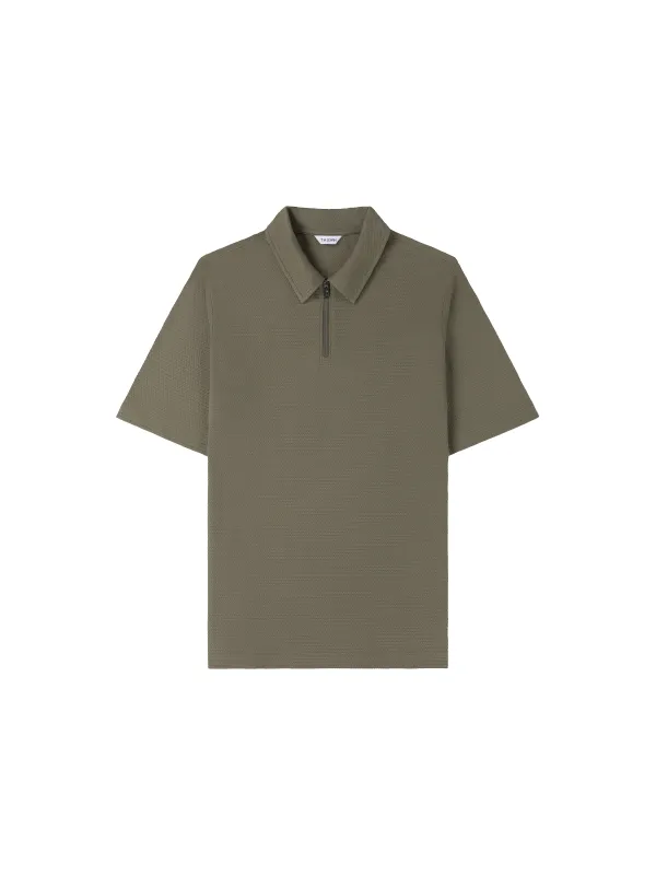The Textured Zip-Neck Polo made by T.M.Lewin