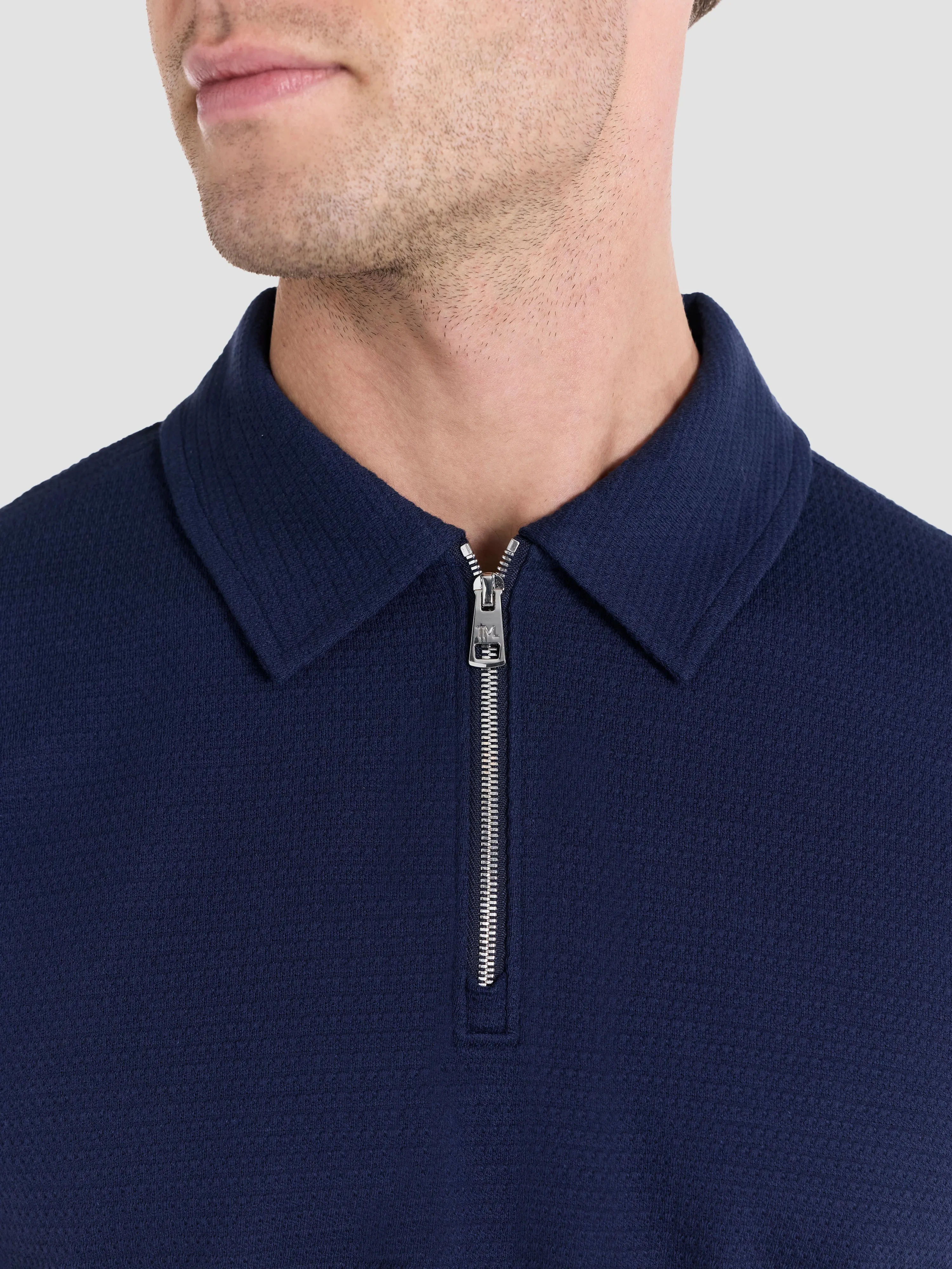 The Textured Zip-Neck Polo sold by T.M.Lewin product image thumbnail 3