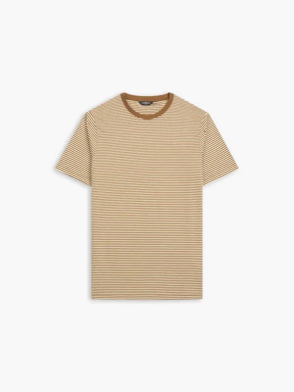 Rust Fine Stripe Crew Neck T-Shirt sold by T.M.Lewin