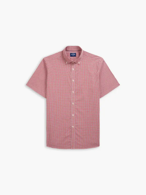 Short Sleeve Micro Check Crimson Shirt sold by T.M.Lewin