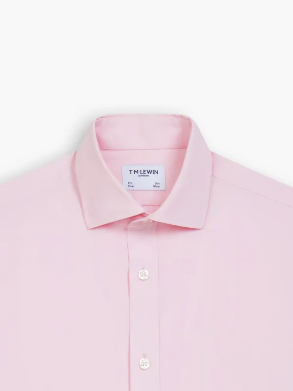 Non-Iron Pink Poplin Fitted Single Cuff Classic Collar Shirt sold by T.M.Lewin