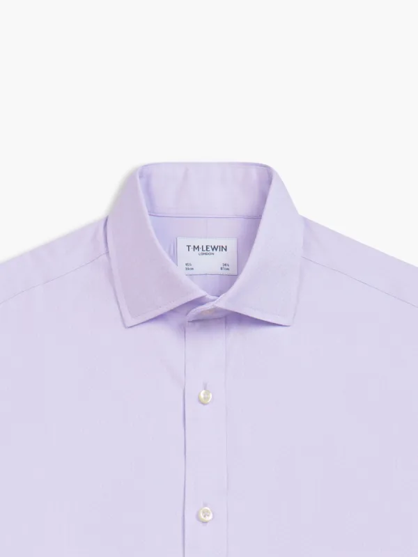 Non-Iron Lilac Horizontal Herringbone Slim Fit Single Cuff Semi-Cutaway Collar Shirt sold by T.M.Lewin
