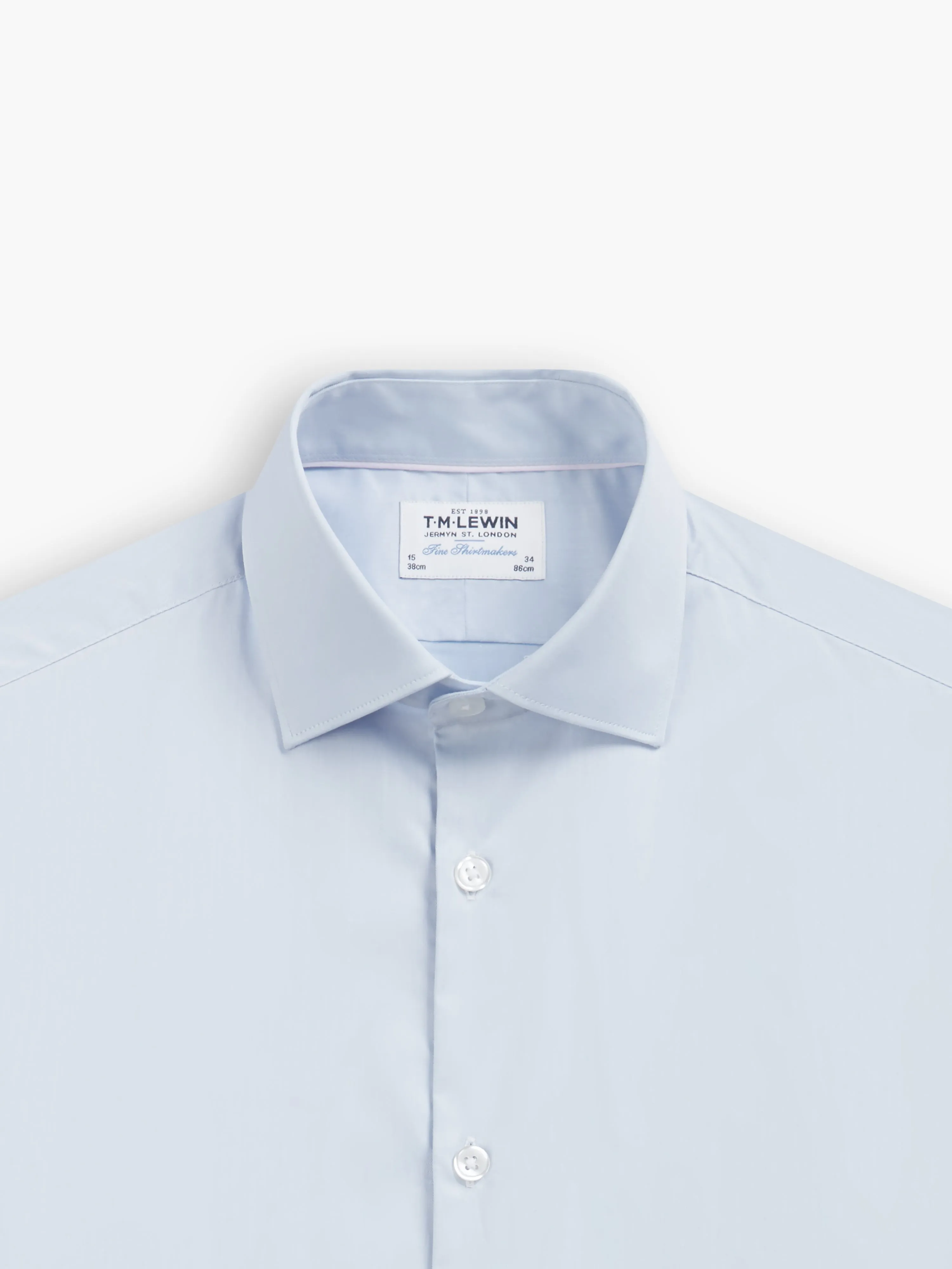 Light Blue Stretch Twill Super Fitted Single Cuff Classic Collar Shirt sold by T.M.Lewin