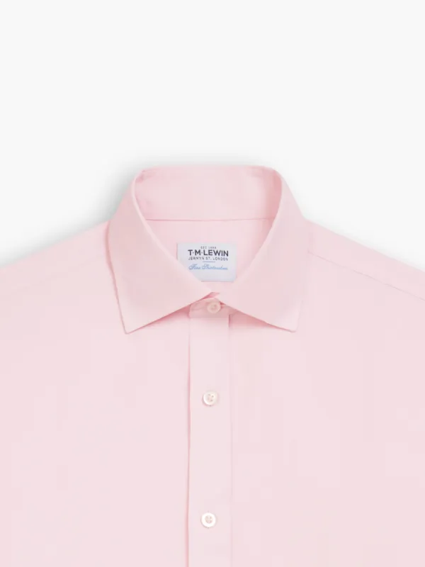 Non-Iron Pink Plain Twill Regular Fit Single Cuff Classic Collar Shirt sold by T.M.Lewin