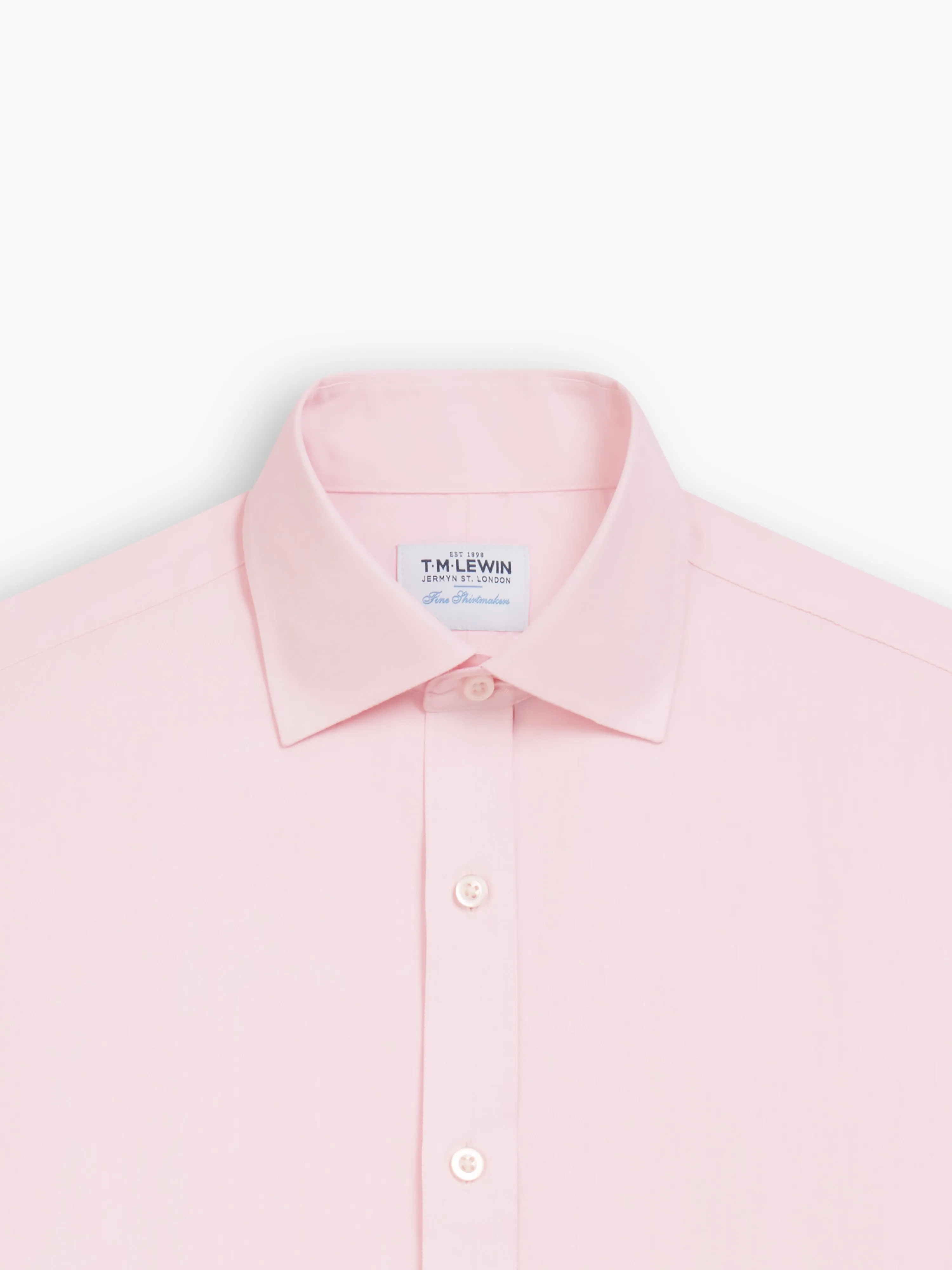 Non-Iron Pink Plain Twill Slim Fit Single Cuff Classic Collar Shirt sold by T.M.Lewin