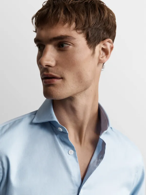 Blue Bold Twill Slim Fit Double Cuff Cutaway Collar Shirt sold by T.M.Lewin