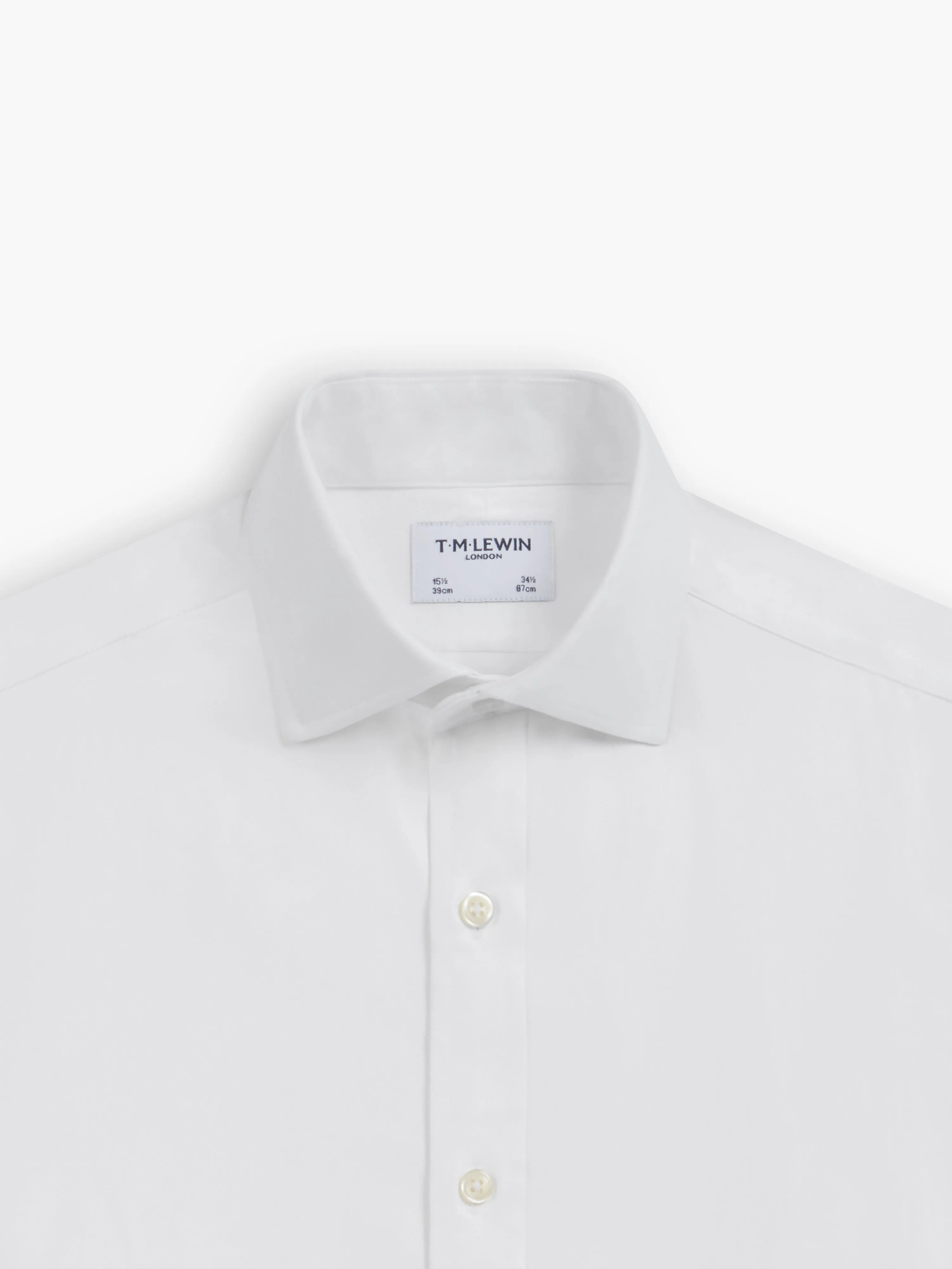 Non-Iron White Left Hand Twill Slim Fit Dual Cuff Semi-Cutaway Collar Shirt sold by T.M.Lewin