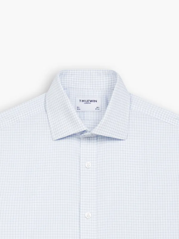 Non-Iron Blue Grid Check Twill Regular Fit Single Cuff Classic Collar Shirt sold by T.M.Lewin