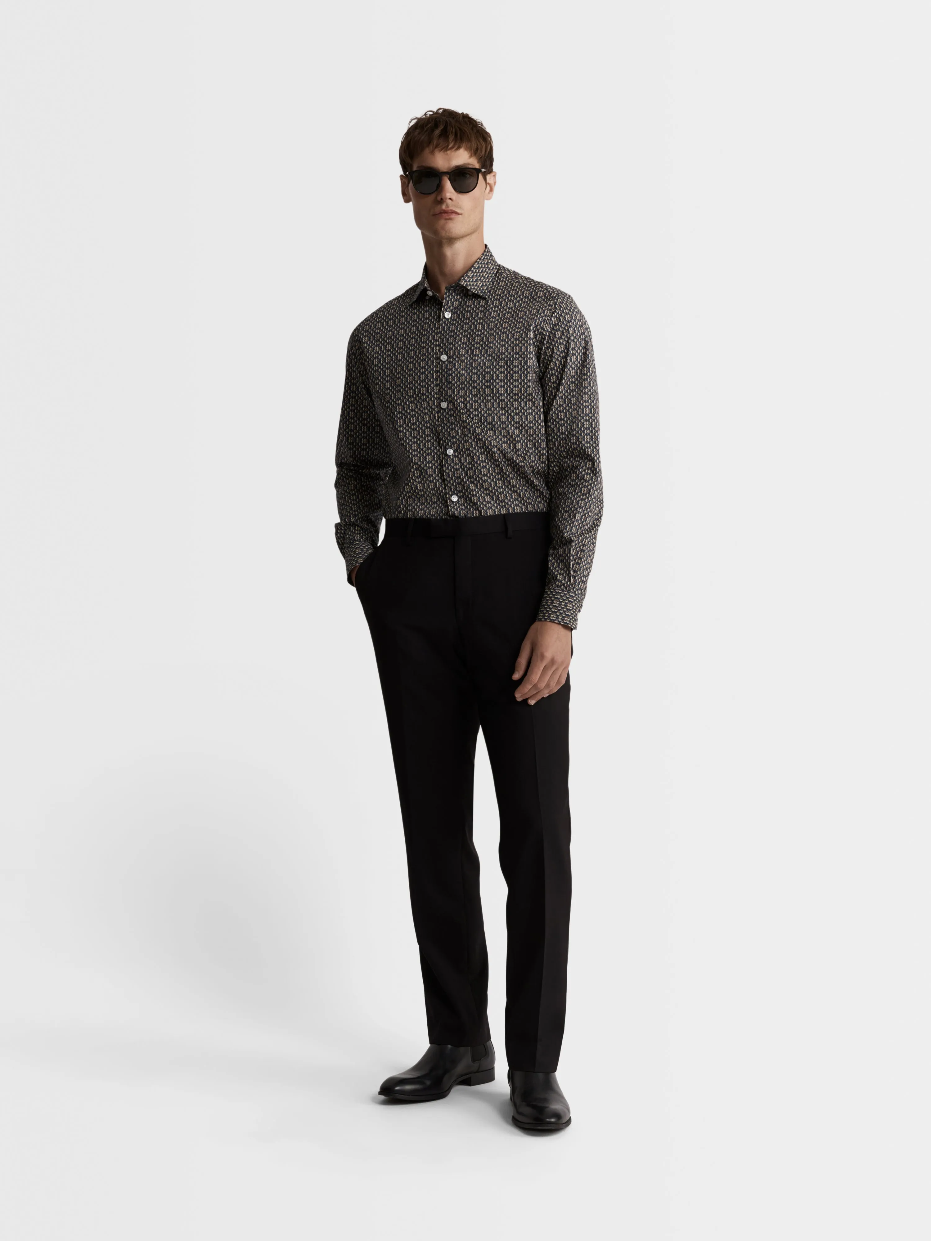 The Printed Poplin Slim Fit Shirt sold by T.M.Lewin product image thumbnail 4