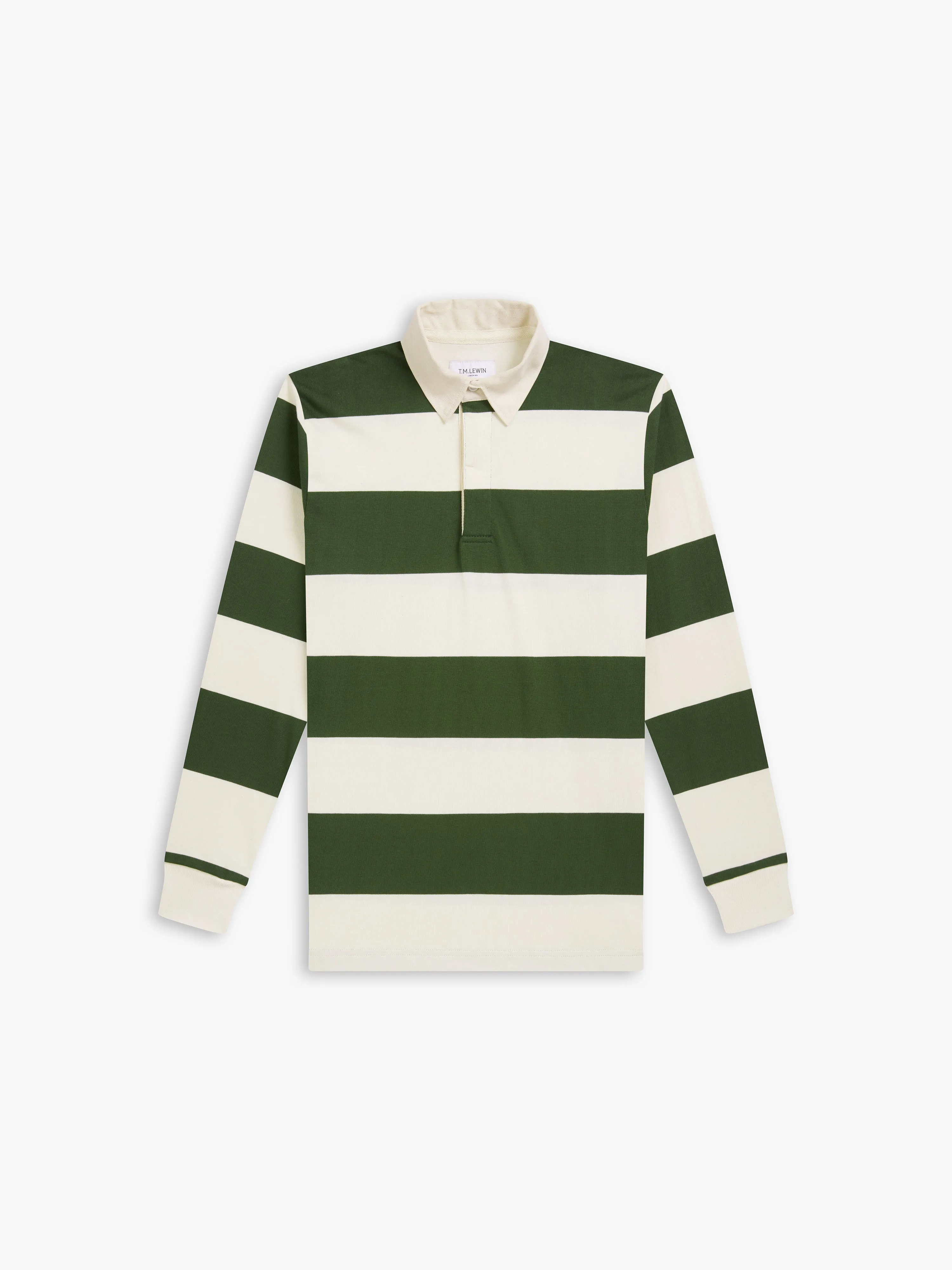Cotton Rugby Shirt in Khaki Stripe sold by T.M.Lewin product image thumbnail 4
