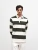 Cotton Rugby Shirt in Khaki Stripe sold by T.M.Lewin