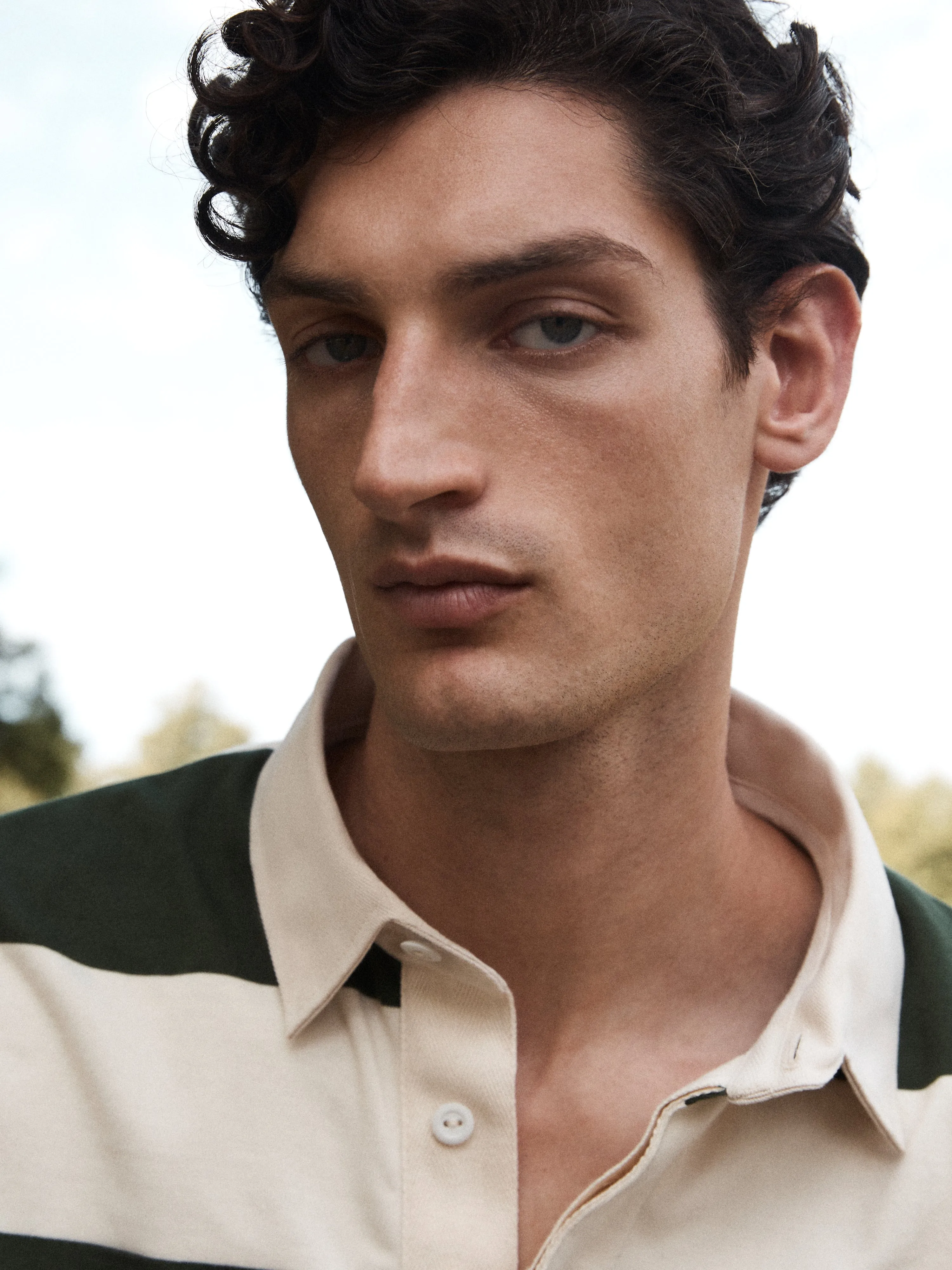 Cotton Rugby Shirt in Khaki Stripe sold by T.M.Lewin product image thumbnail 2