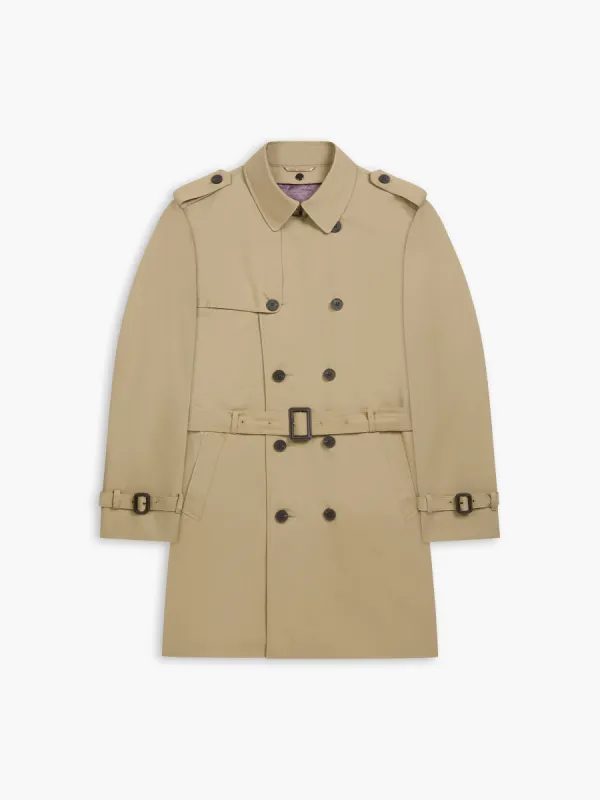 Salisbury Slim Fit Trench Coat in Stone Cotton Blend sold by T.M.Lewin