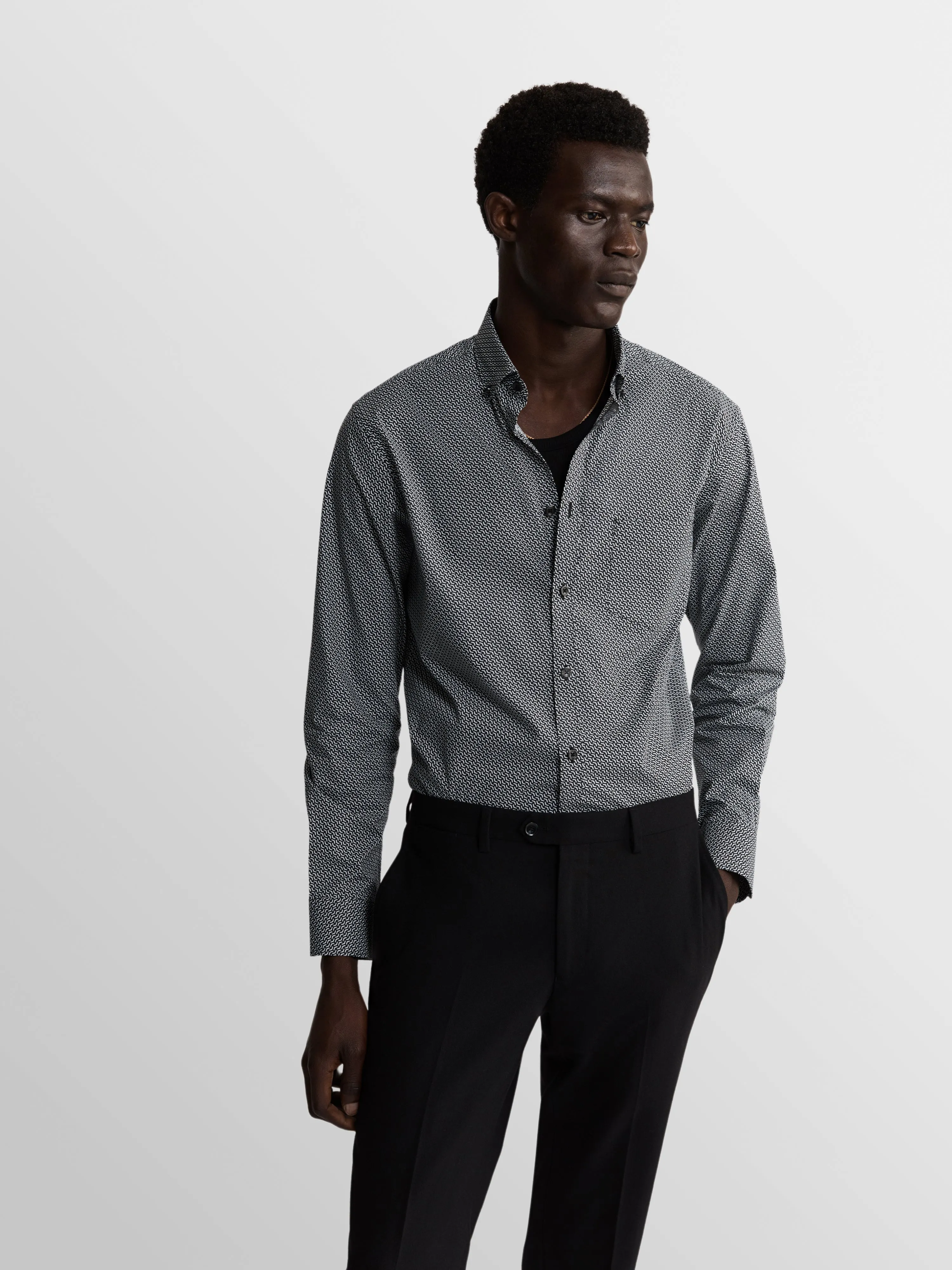 The Printed Poplin Slim Fit Shirt sold by T.M.Lewin product image thumbnail 2